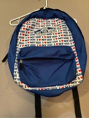 Vans Blue Logo Print "I ♥ My Vans" Backpack